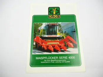 Original Prospekt Oros Maispflücker 4000 an Claas Dominator Mähdrescher 1980/90er