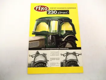 Original Prospekt Peko 230 Coupe Fahrerhaus für Schlepper 1960er Jahre