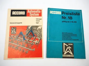 Original Prospekt Preisliste Accord Landtechnik Bodenbearbeitung 1965
