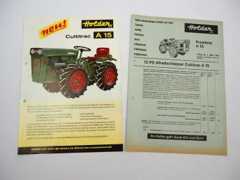 Original Prospekt Preisliste Holder Cultitrac A15 Allradschlepper mit 12 PS 1970