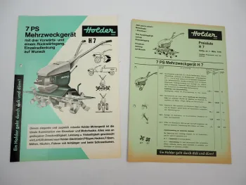 Original Prospekt Preisliste Holder H7 Einachs Mehrzweck Gerät mit 7 PS 1970