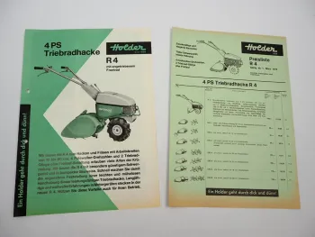 Original Prospekt Preisliste Holder R4 Triebradhacke mit 4 PS 1970