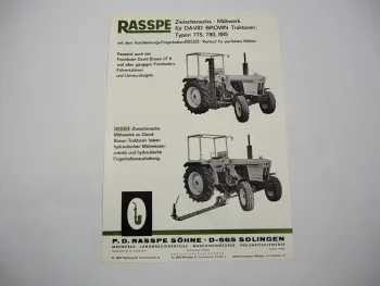 Original Prospekt Rasspe Zwischenachs Mähwerk für 775 780 885 David Brown 1975