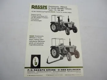 Original Prospekt Rasspe Zwischenachs Mähwerk für David Brown Traktoren 1975