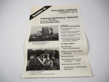 Original Prospekt Sieben Landtechnik Exaktköpfer Blattbergung Siebromat MB trac