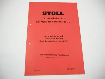 Original Prospekt Stoll Frontlader ALS für Mercedes Benz MB Trac 1975
