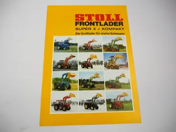 Original Prospekt Stoll Frontlader Super2 Kompakt an MB-trac Schlüter Fendt 1980