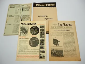 Original Prospekt Testbericht Printz Hydraulik für Schlepper 1950er Jahre