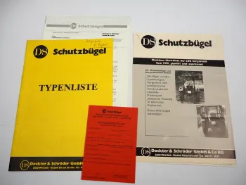 Original Prospekt Typenliste DS Schutzbügel für Schlepper z.B. Schlüter Deutz