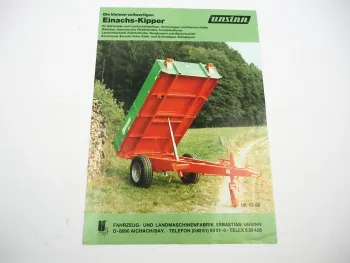 Original Prospekt Unsinn UK UKH Einachs Kippanhänger 11/1990 mit techn. Daten