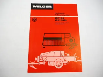 Original Prospekt Welger AP 61 61D Aufsammel Presse 1976 mit techn. Daten