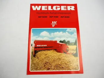 Original Prospekt Welger AP 630 730 830 Aufsammel Presse 1989 mit techn. Daten