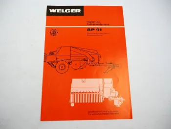 Original Prospekt Welger AP41 Aufsammel Presse 1977 mit technischen Daten