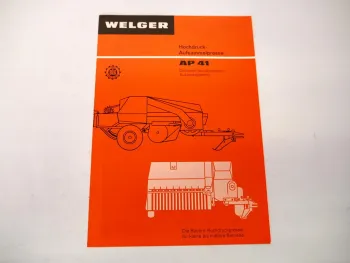 Original Prospekt Welger AP41 Hochdruck Aufsammelpresse 1970/80er Jahre