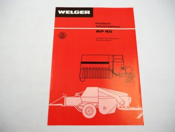 Original Prospekt Welger AP45 Hochdruck Aufsammel Presse 1977 mit techn. Daten