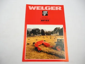 Original Prospekt Welger AP63 Aufsammel Presse an Fendt Schlepper 1982
