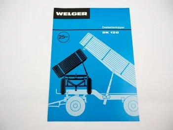 Original Prospekt Welger DK120 Dreiseitenkipper 1977 mit technischen Daten