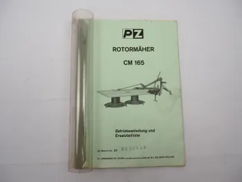 Original PZ Zweegers CM165 Rotormäher Betriebsanleitung Ersatzteilliste