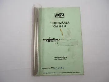 Original PZ Zweegers CM185H Rotormäher Betriebsanleitung Ersatzteilliste