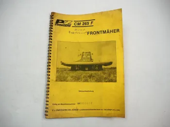 Original PZ Zweegers CM265F Frontmäher Betriebsanleitung Ersatzteilliste 1985