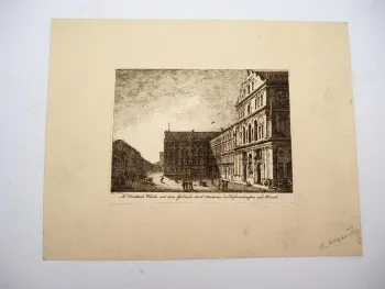 Original Radierung Domenic Quaglio St. Michaelskirche München ca. 1830