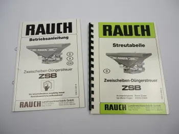 Original Rauch ZSB Düngerstreuer Betriebsanleitung Streutabelle 1991/92