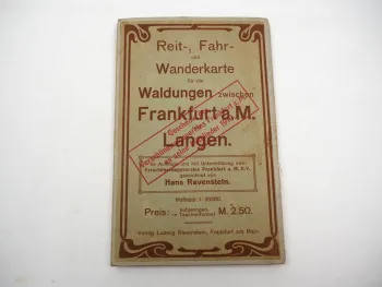 Original Reit- Fahr- & Wanderkarte Waldungen zwischen Frankfurt und Langen 1910