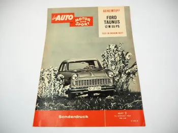 Original Sonderdruck Das Auto Motor & Sport Ford Taunus 12 M G13 Seitenstreifen