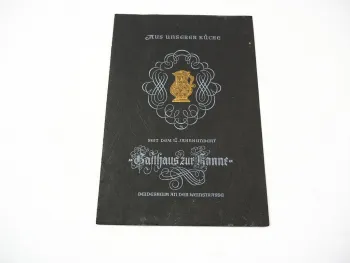 Original Speisekarte Gasthaus zur Kanne Deidesheim an der Weinstraße 1950er J.