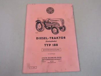 original Steyr 188 Dieselschlepper 1960 Bedienungsanleitung Betriebsanleitung