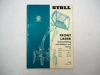Original Stoll Frontlader für Hanomag Schlepper Anbauanleitung Stückliste 1970