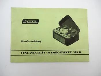 Original Stuzzi Mambo Export 368W Tonbandgerät Betriebsanleitung 1950er Jahre