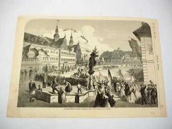 Original Zeitungsblatt Das thüringer Schützenfest in Arnstadt 1863