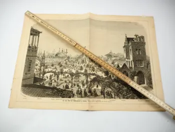 Original Zeitungsblatt Die neue Welt des Schützenhauses zu Leipzig ca. 1865