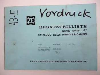 Original ZF 16 S 160/1 Ecosplit Getriebe Ersatzteilliste Iveco Parts List 3/1989