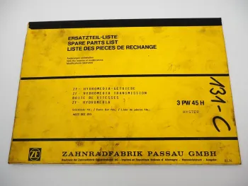 Original ZF 3PW 45H Hydromedia Getriebe Ersatzteilliste Hyster Parts List 1/1991