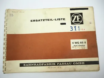Original ZF 4 WG 65 II Viergang Wendegetriebe Ersatzteilliste Kaelble 02/1969