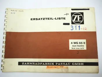 Original ZF 4 WG 65 II Viergang Wendegetriebe Ersatzteilliste Kaelble 11/1969