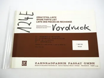 Original ZF 5 WG 201 Hydromedia Getriebe Ersatzteilliste Krupp Parts List 10/88