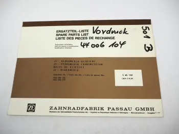 Original ZF 6 WG 180 Hydromedia Getriebe Ersatzteilliste Parts List O&K Faun 88