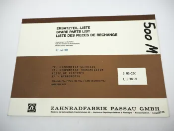 Original ZF 6 WG-200 Hydromedia Getriebe Ersatzteilliste Liebherr Parts List 90