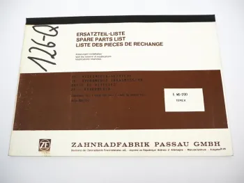 Original ZF 6 WG-200 Hydromedia Getriebe Ersatzteilliste Terex Parts List 1/1989