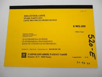Original ZF 6 WG-200 Hydromediagetriebe Ersatzteilliste O&K Faun Parts List 3/90