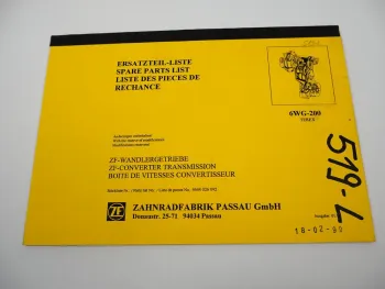 Original ZF 6 WG-200 Wandlergetriebe Ersatzteilliste Terex Parts List 01/1994