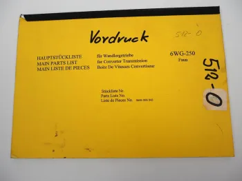 Original ZF 6 WG-250 Wandlergetriebe Hauptstückliste Faun 11/1994