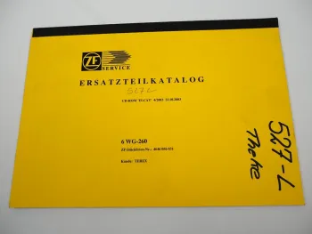 Original ZF 6 WG-260 Wendegetriebe Ersatzteilliste Terex Technische Daten 10/03