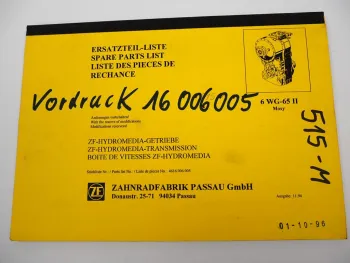 Original ZF 6 WG-65 II Hydromediagetriebe Ersatzteilliste Moxy Parts List 11/94