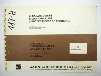 Original ZF Achseinsatz HST Ersatzteilliste Kässbohrer Spare Parts List 04/1985