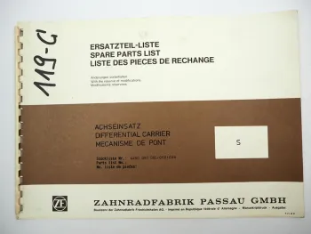 Original ZF Achseinsatz S Ersatzteilliste Neoplan Bus Spare Parts List 10/1986