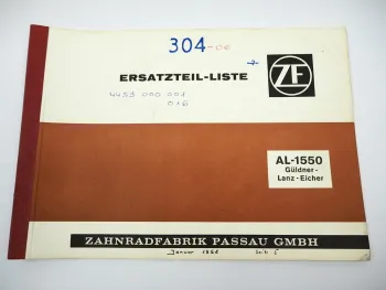 Original ZF AL-1550 Lenkachse Ersatzteilliste Güldner Eicher Lanz 01/1968